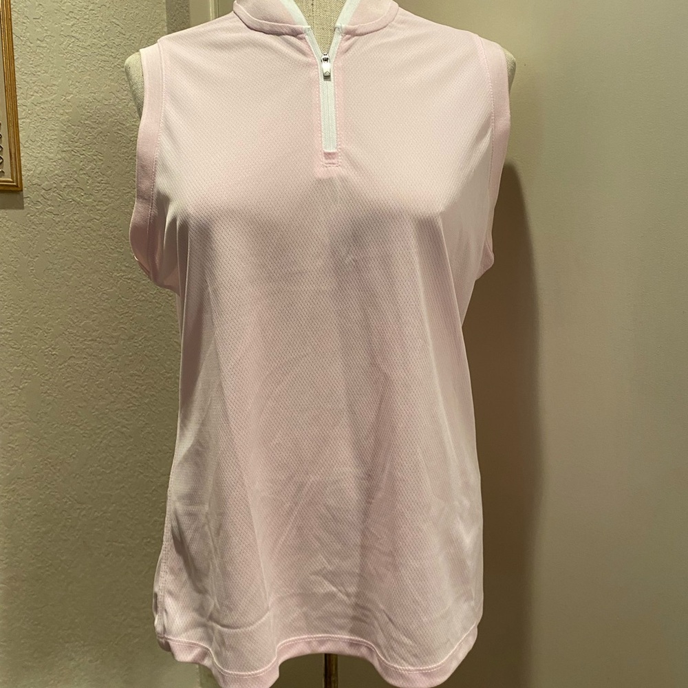 Adidas Pink Fitted Sleeveless Ladies Golf Shirt NWOT